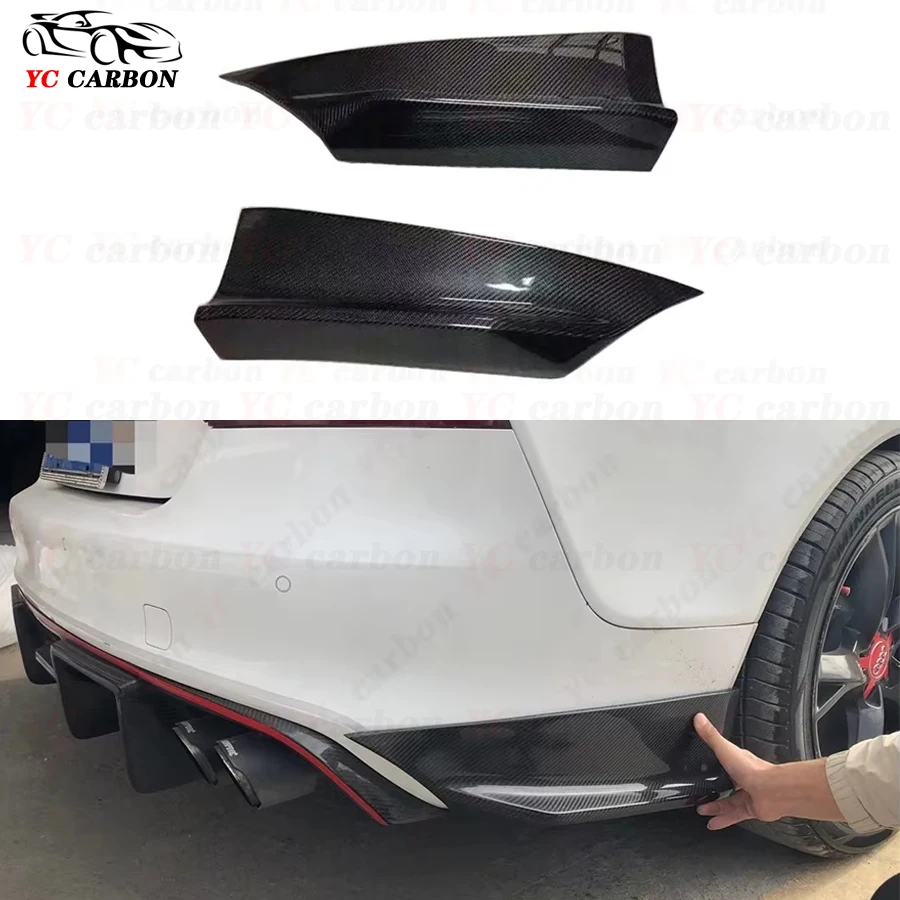 For Audi A7 S7 RS7 2011-2015 Carbon Fiber wrap angle Car Rear Bumper Splitter Corner Trim Cover Rear Chin Body Kit