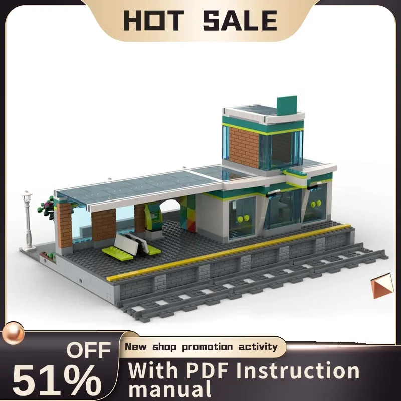 

New 934Pcs City Hot Street View Moc Modular Train Station Model Custom Puzzle Diy Creative Ideas Kids Toys Birthday Gifts 60335