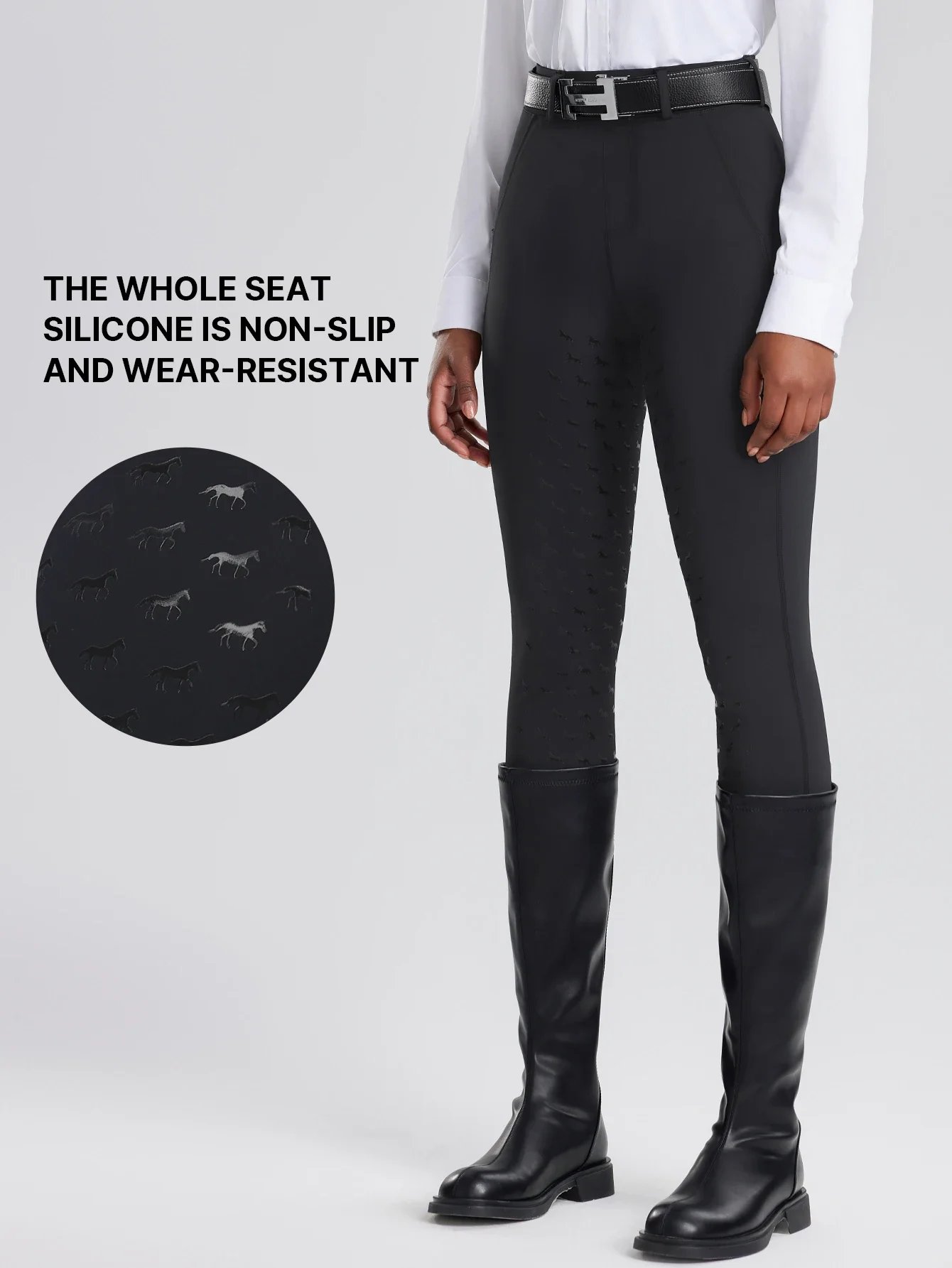 Women High Waist Equestrian Breeches Full Seat Silicone Anti-slip Wear Resistant Horse Riding Pants