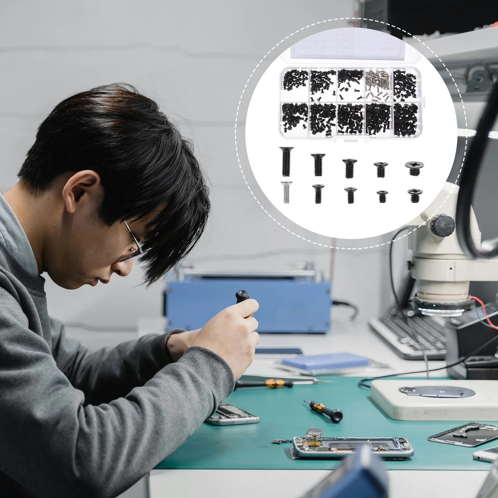 

1Set Repair Screw Set Countersunk Laptop Screws Flat Head Tapping Drilling Carbon Steel for SSD Hard Drive Motherboard