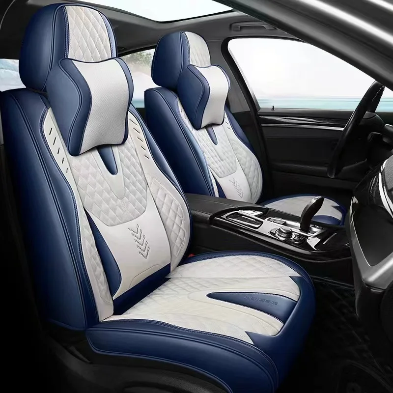 Universal Car Seat Kits Covers Durable ECO Diamond Lattice Quality Leather Seat Cover For 95% Sedan SUV 5-Seaters Car