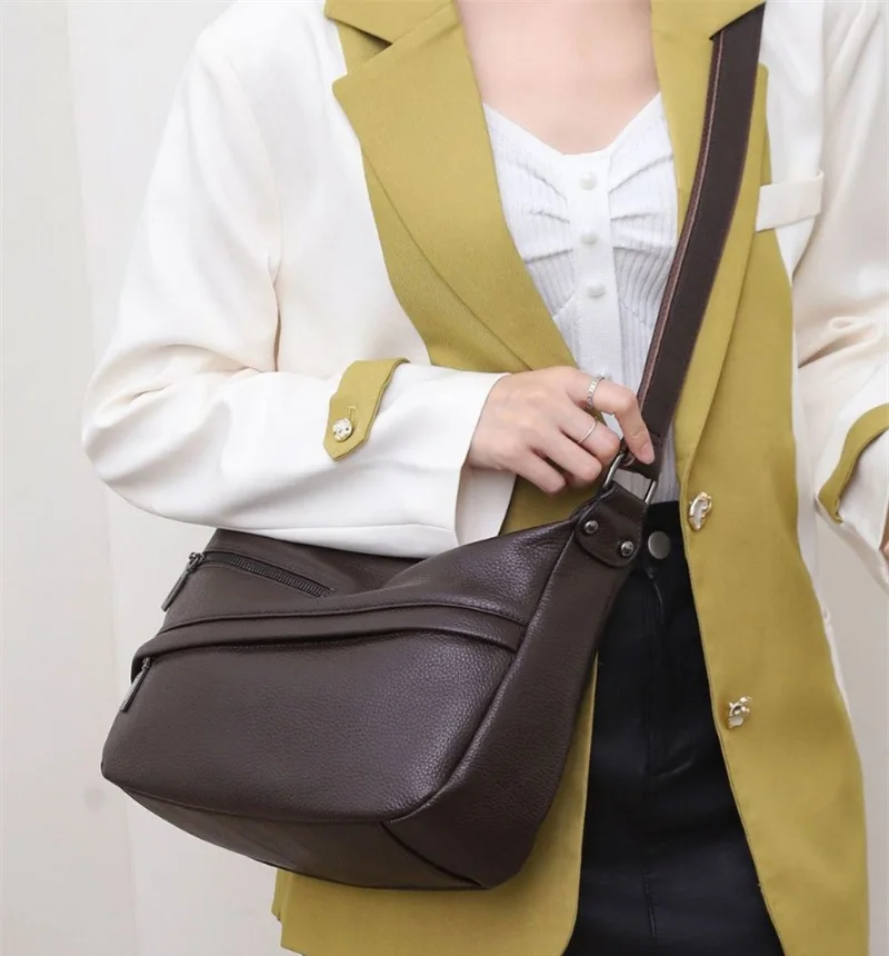 

Casual Women Genuine Leather Shoulder Bag Fashion Ladies First Layer Cow Leather Handbag Real Cowhide Crossbody bag