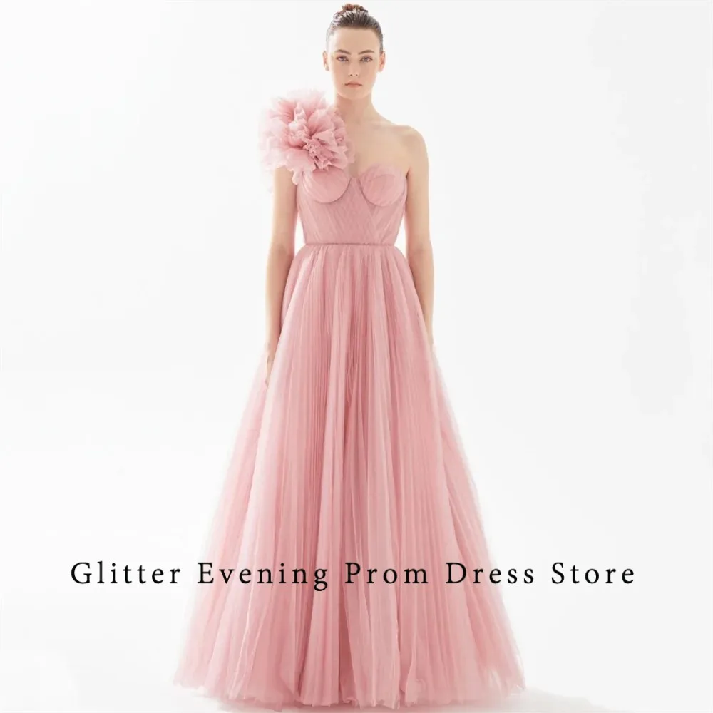 

Elegant Modern Prom Dresses 2024 Women A-Line Sweetheart Backless Pleat Tulle Lace Up Custom Made Birthday Evening Party Grows