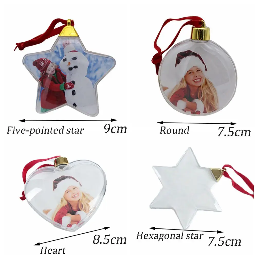 

Plastic with Hanging String DIY Creative Shape Crafts Christmas Tree Ornaments Transparent Ball New Year Gifts Photo Frame