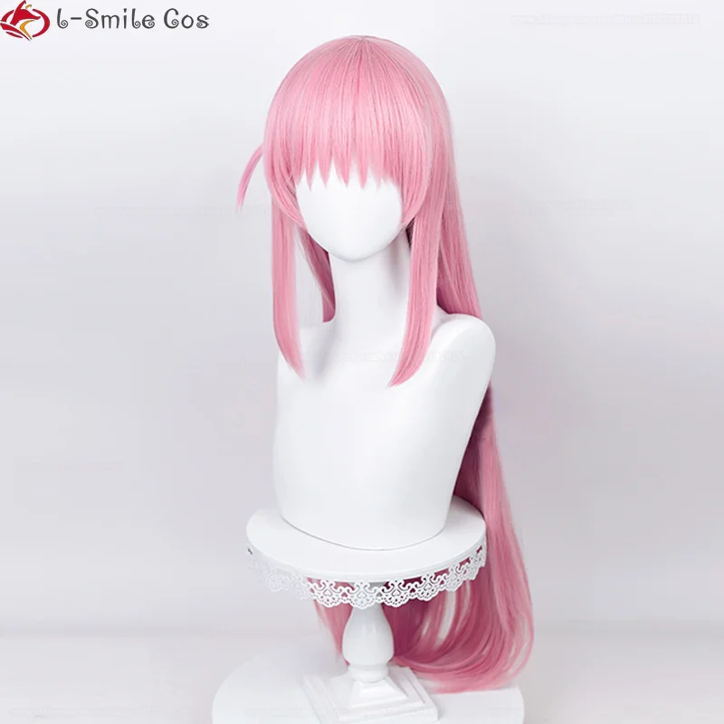 Anime Cosplay Gotou Hitori parrucca Cosplay 80cm capelli lisci rosa lunghi parrucche per feste da donna resistenti al calore + cappuccio per parrucca