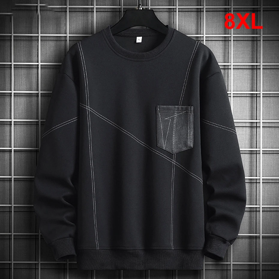 

8XL Plus Size Sweatshirts Men Spring Autumn Sweatshirt Fashion Casual O-neck Pullover Male Big Size 8XL