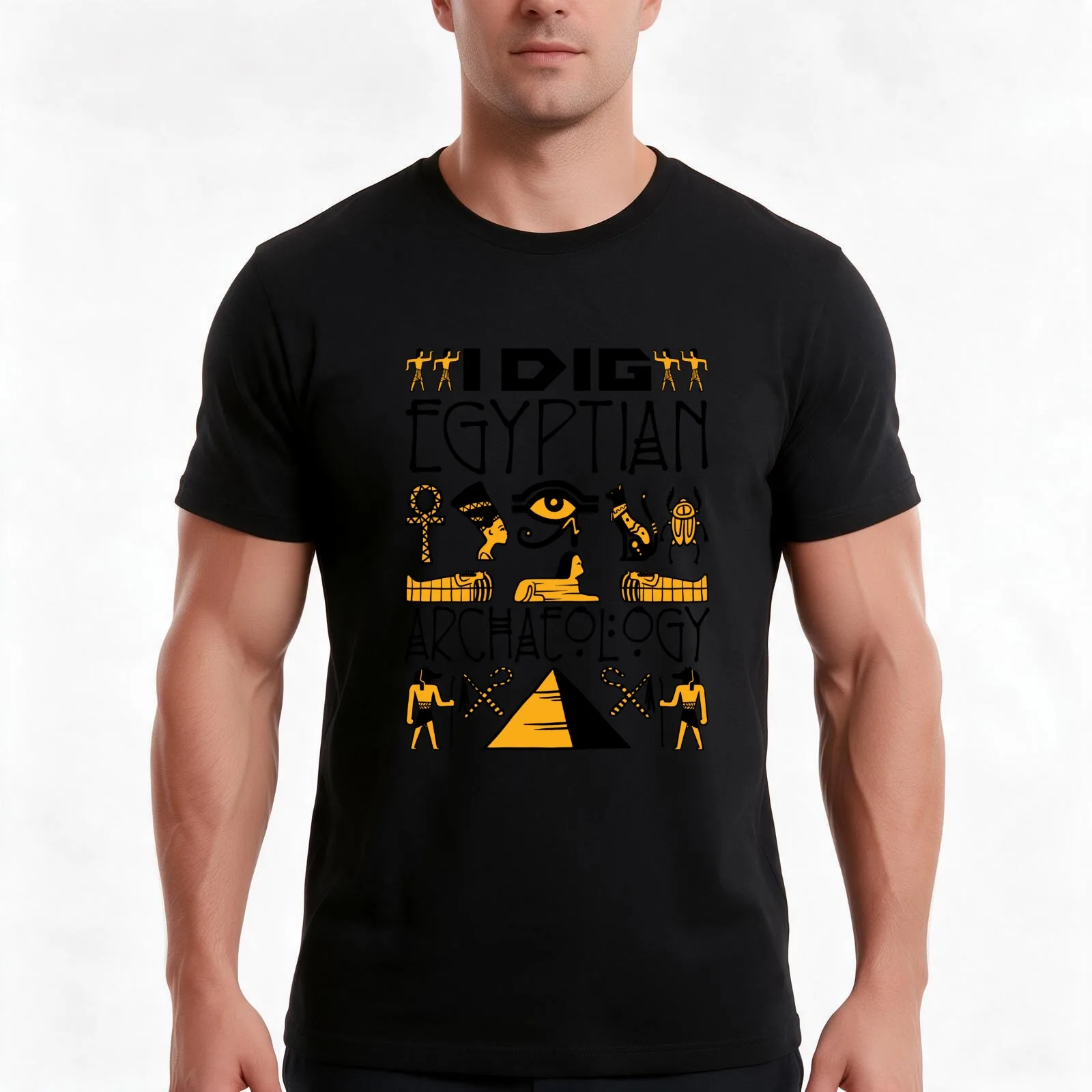 I Dig Egyptian Archaeology Archaeologist T-Shirt, Summer Casual Cotton Tee, Oversized Streetwear Tops, Vintage Graphic Print