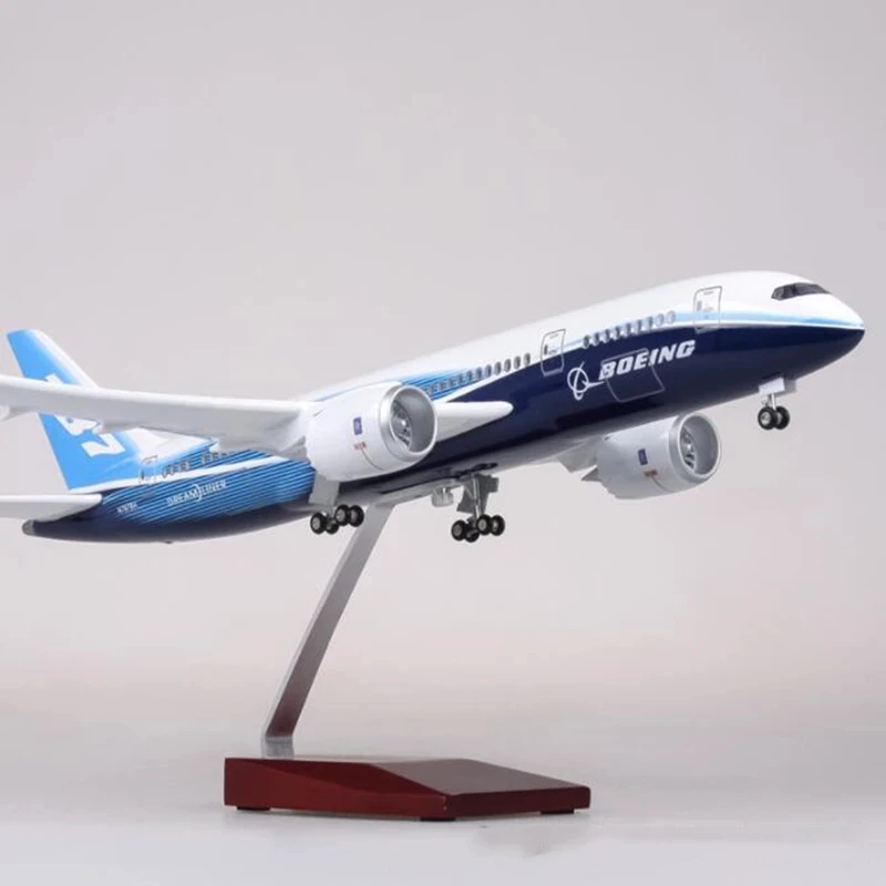 Imagem -03 - Blocos de Construção Diecast de Avião Civil Modelo Boeing 787 Avião Resina para Coleta Escala 1:130 43cm