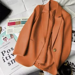 Office Lady Elegant Single Button Blazer Women Autumn Long Sleeve Slim Jackets Casual Chic Tops Coats Outerwears Female