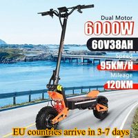 X5 Electric Scooter 6000W 60V Dual Suspension Shock Absorption 95 km/h Maximum Speed 11-inch Tires Off-road Scooter
