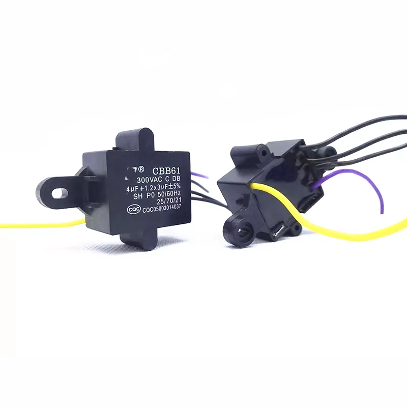 2PCS CBB61 4UF+1.2X3UF 300V 5-wire fan ceiling fan light speed regulating motor starting capacitor