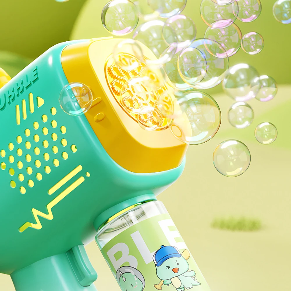 Hot 12 Hole Automatic Children Dinosaur Bubble Machine Gun Handheld Leak-proof Toy Glowing Popular Wholesale Bathtub Toy