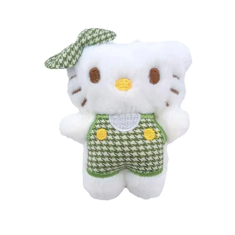 

Kawaiihellokitty Plush Kt Cat with Houndstooth Scarf Keychain Backpack Pendant Cute Street Stall Toy Gift Decor Accessories