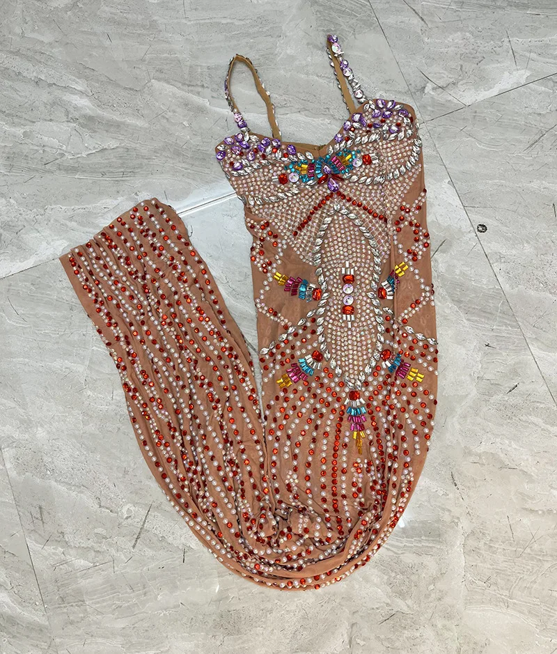 اللون مثير حجر الراين نمط العرقية نمط الحمالة مزاجه حفلة بلا أكمام فستان سهرة طويل فستان رسمي المرأة أنيقة