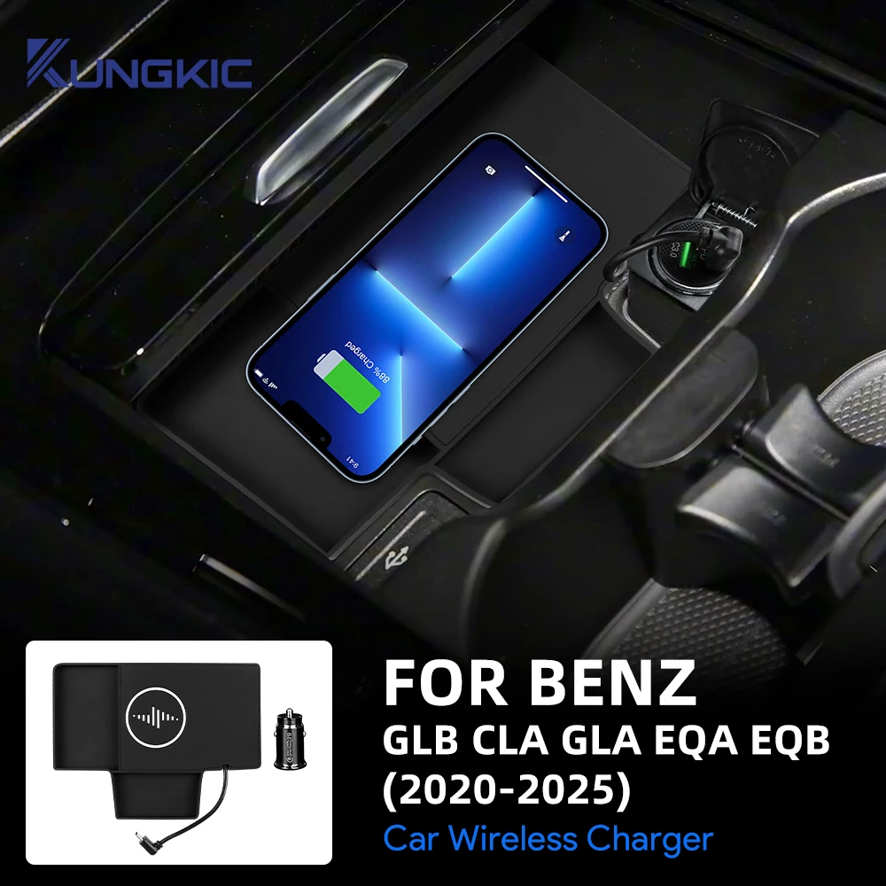 

Car Wireless Charging Holder For Mercedes-Benz CLA GLA GLB EQA EQB 2020 2021 2022 2023 2024 2025 Mobile Phone Charger Board