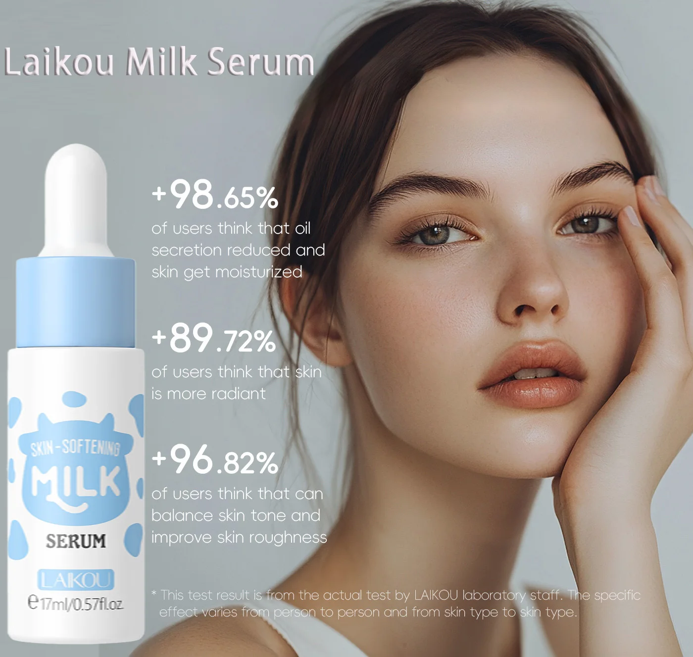 LAIKOU Milk Skin Softening Serum 17ml Long Lasting Hydration Brightening Smooth Delicate Moisturizing Face Essence