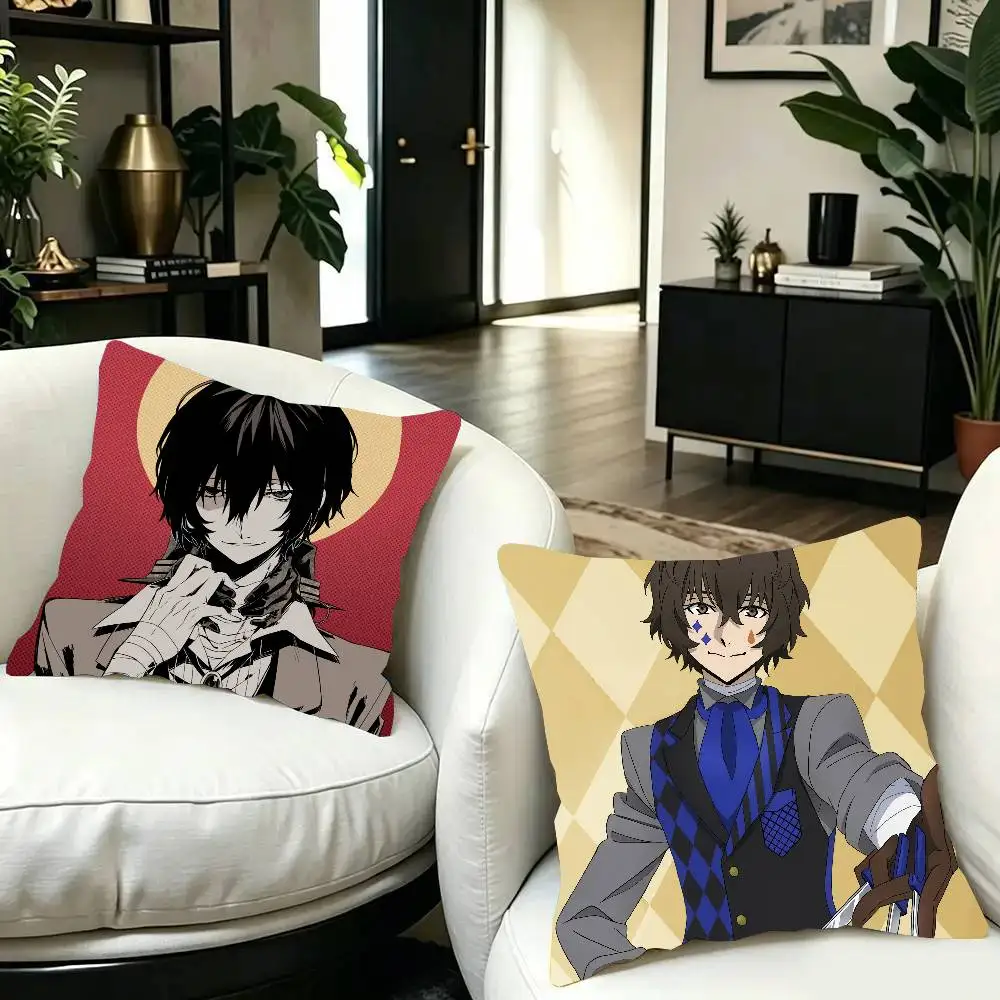 B-Bungo Stray Dogs Anime Pillow Case Fashion Square Pillowcase Bedroom Sofa Room Ins Decoration Leisure