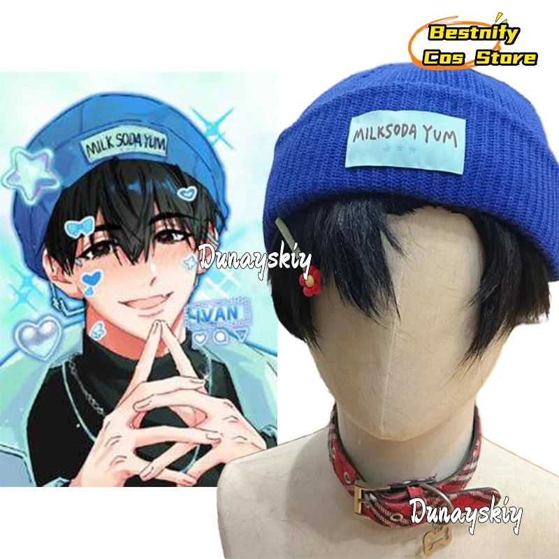 Alien Stage Anime Cosplay Ivan Hat Parts Prop Blue Knitted Hat Warm Cap Letter Cap Unisex Cap Roleplay Customized