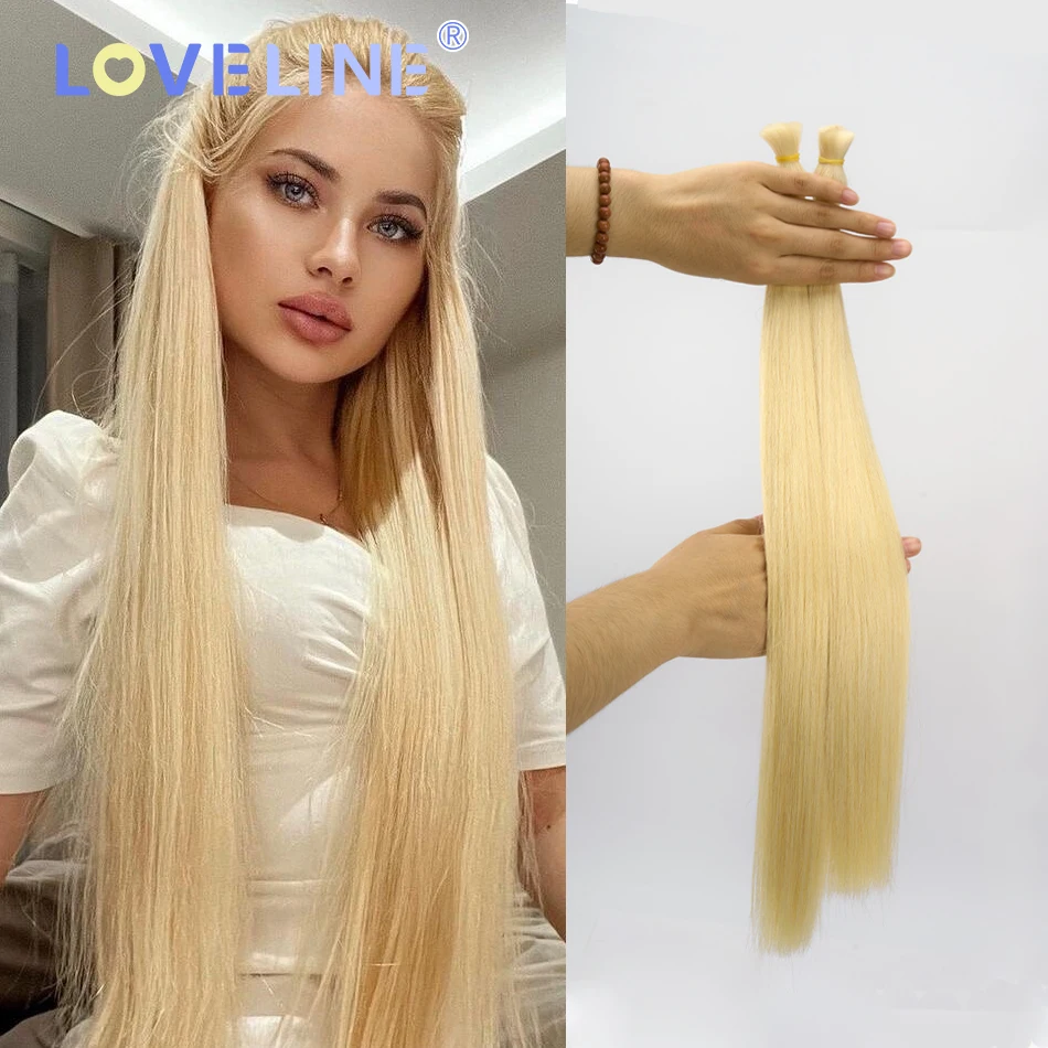 

LOVELINE 613# Bulk Human Hair Extensions for Braiding Bleach Blonde Brazilian Straight Virgin Bulk Human Hair Salon Supplies