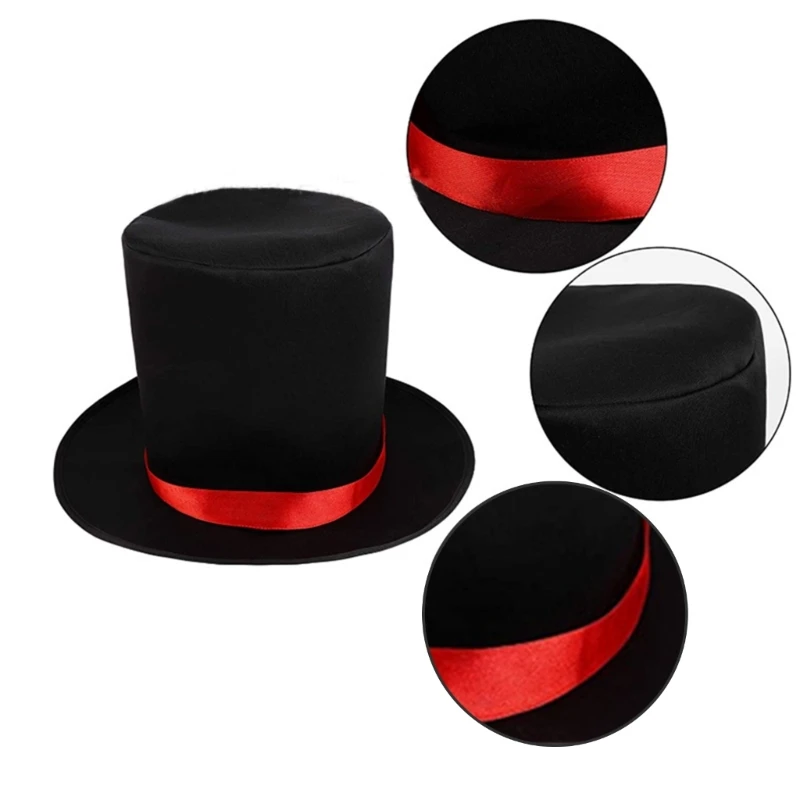 Black Top Hat Magician Top Hat Bowler Top Hat Fancy Dress Costume Magician Performed Hat Stage Hat Dropship