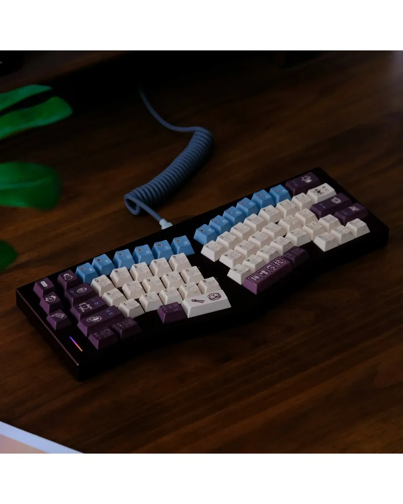 Multi tone purple blue and beige durable pbt keycaps set high quality for custom mechanical keyboards