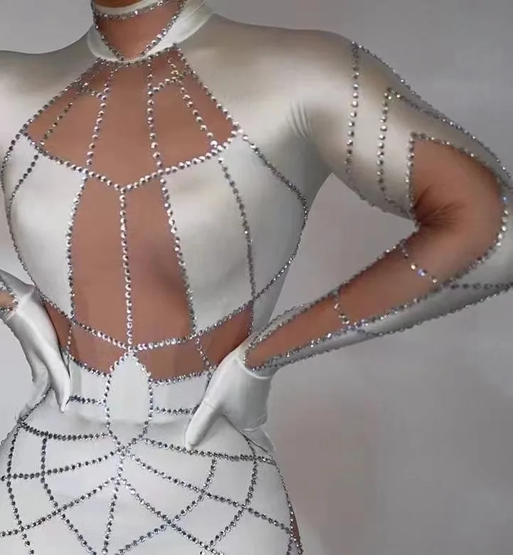 Combinaison Strass Kly pour Femme, Tenue de Soirée, Discothèque, Manches sulf, Chanteur, Danseuse, Costume de brev, Vêtements de Scène, Rotterdam