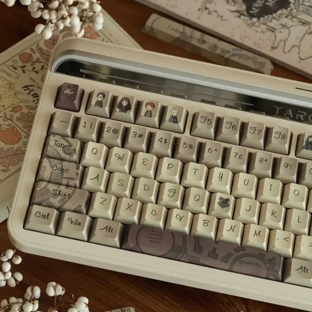 

[Marauder'S Map] Keycaps Retro Magic Castle Khaki Brown Keycaps Cherry Pbt Full Five-Sided Sublimation Diy Keycap French Style