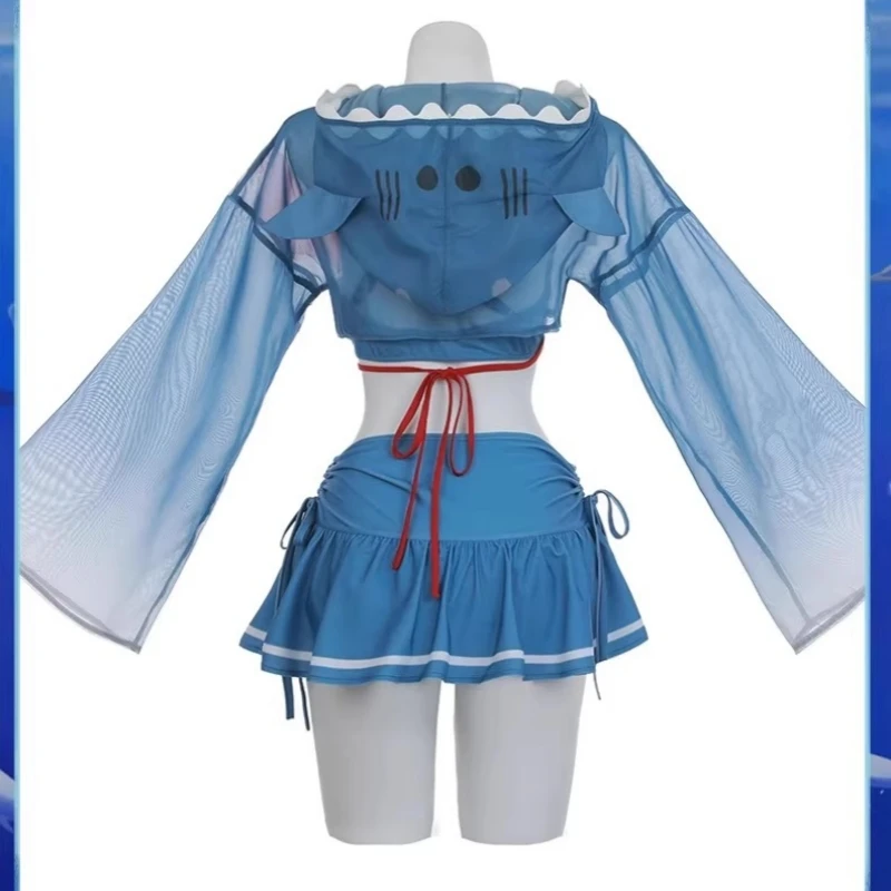 Anime Vtuber Hololive Gawr Gura Cosplay Costume Women Girls Swimsuit Halloween Carnival Outfit Swimwear Summer Beach Swimsuits