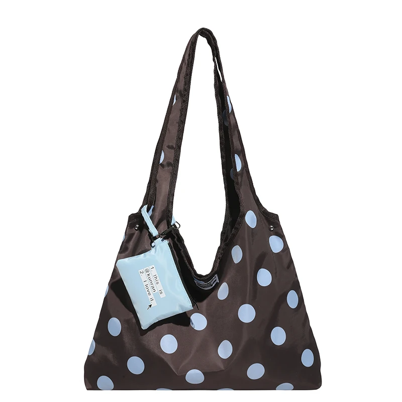Nylon Dots Rits Grote Capaciteit Casual Tote Bag 2026 Nieuwe Koreaanse Stijl Veelzijdige Tassen Zoete Dagelijkse Pendelmode Schoudertassen