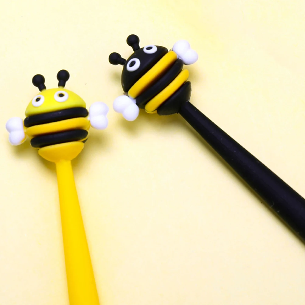 

2pcs Creative Bee Cute Cartoon 0.5Mm Fine Tip Smooth Writing Silicone Comfortable Grip Pens For Students Office Party Favors