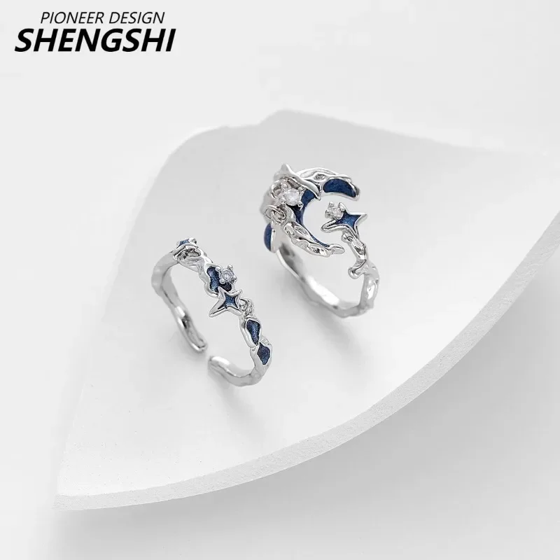 Hand-drawn Drip Glue Starry Sky Series Ring Light Luxury Exquisite Adjustable Opening  Fashionable Simple Versatile Couple