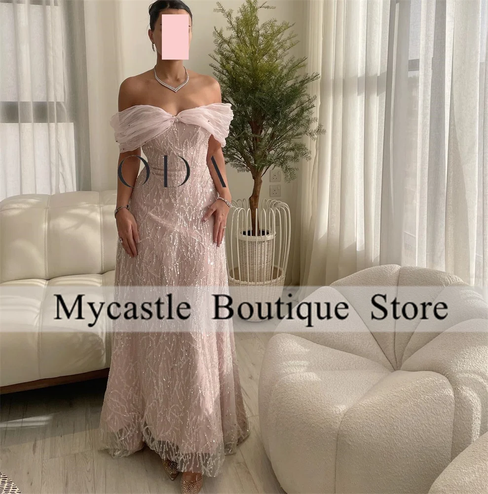 

New Arrivals Pink Ruffles Long Mermaid Evening Dresses 2025 Pleat Tulle Prom Dress Elegant Formal Party Dress Customized