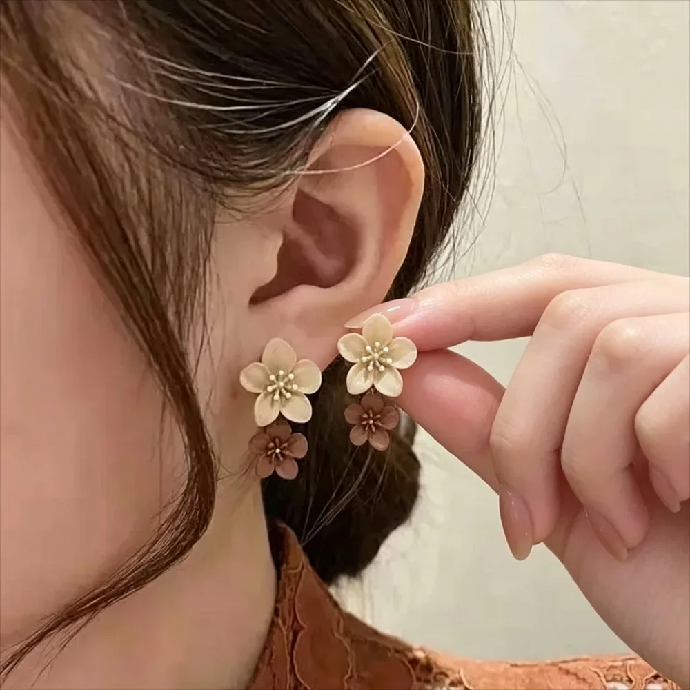 Cute Colorful Flower Stud Earrings Simple All Match Jewelry for Women Daily Party Valentines Gift for Her