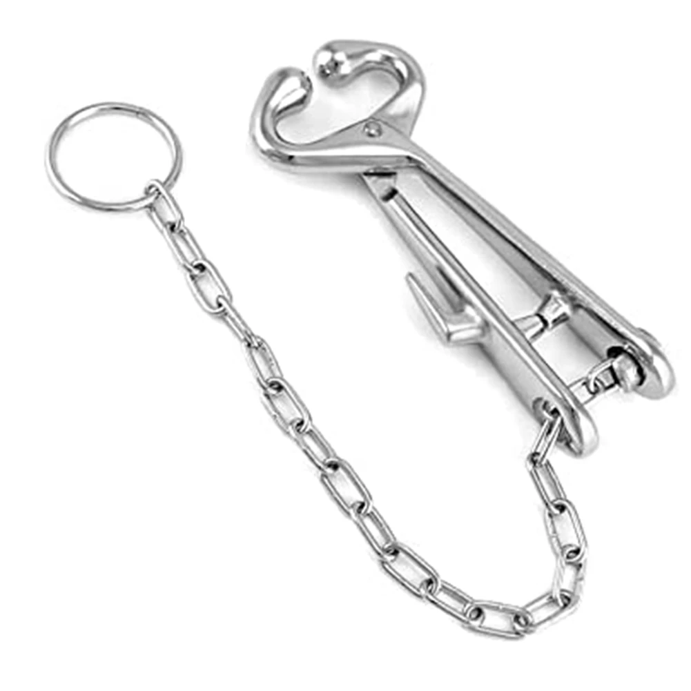 Stainless Steel Farm Cattle Livestock Tool Cow Nose Ring Pliers Bull Cattle Bovine with Chain Pulling Tool