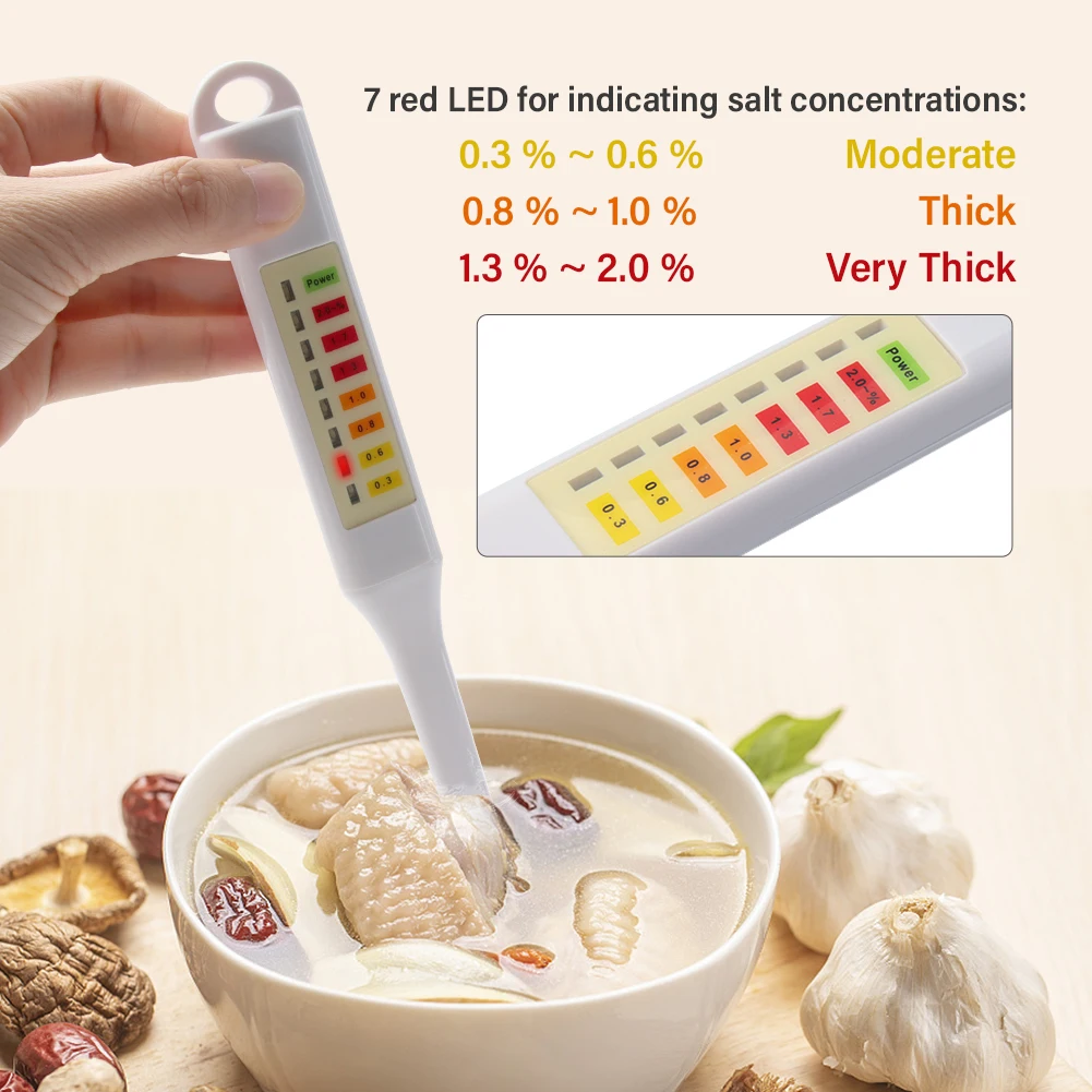 Digital LED Temp Salinity Meter Food Salinometer Salt Concentration Tester Hydrometer Handheld Analyzer for Kitchen Brine Soup