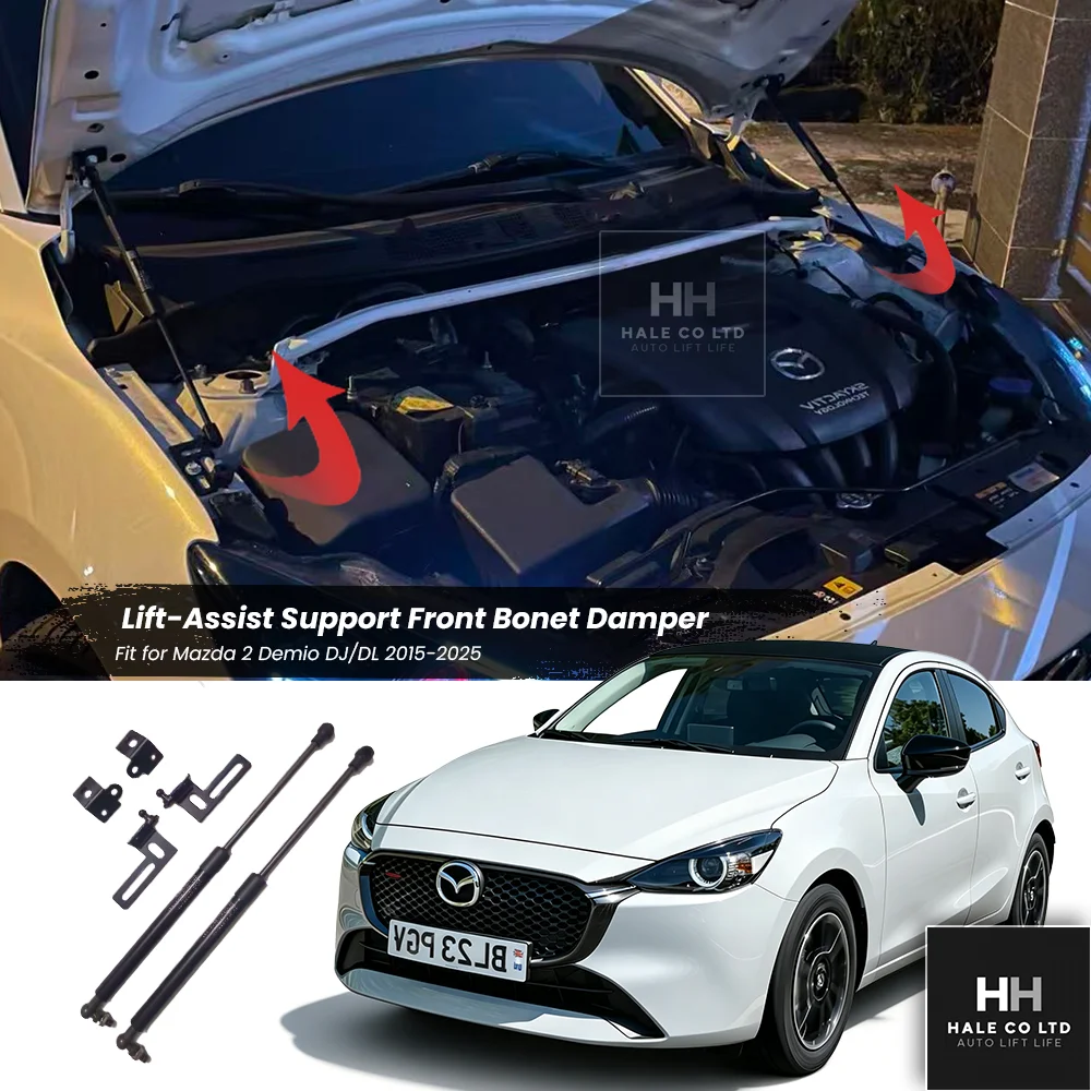 Heavy Duty Front Hood Struts Gas Springs For Mazda 2 Demio DJ/DL 2015-2025 , Lift Supports Shocks Damper Replacement for Bonnet