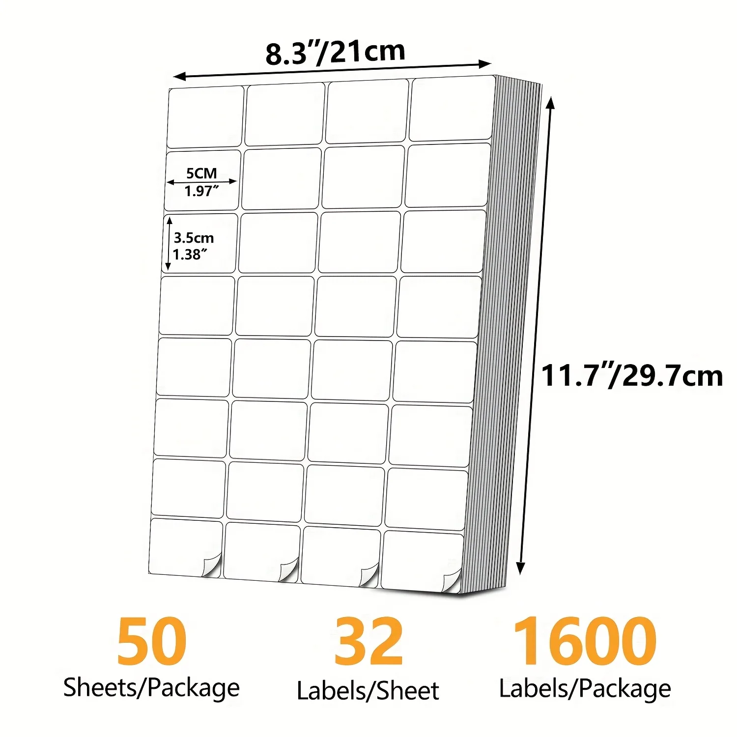 ESHANG Etichette per indirizzi Carta adesiva per stampante laser/a getto d'inchiostro Etichette postali A4 Bianco 56 per/32 per foglio