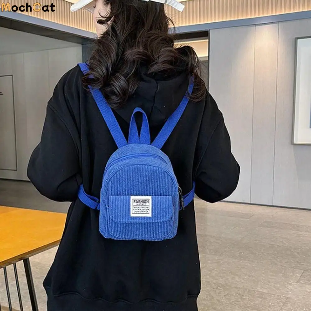 

Fashion Phone Bags Corduroy Backpack Korean Style Rucksack Mini Shoulder Bags Handbag Solid Color Women School Bags Women