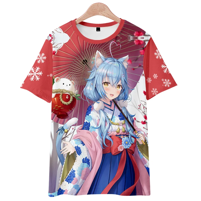 Vtuber Yukihana Lamy Anime Short Sleeve T-Shirt Casual Sweatshirt Adult COS Full Color Plus Size Fashion Clothes