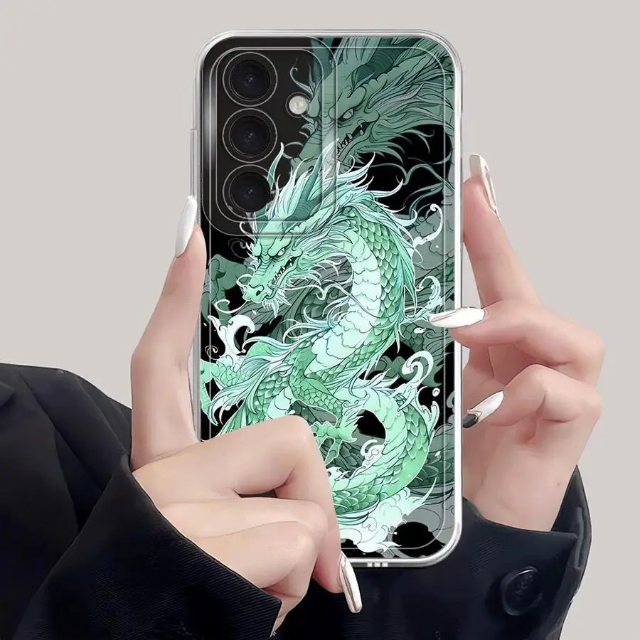 لينة غطاء الهاتف حقيبة لهاتف سامسونج غالاكسي A55 A23 A14 A56 A15 A33 A25 A26 A24 A36 A13 A73 A54 A34 A35 التنين الصيني الفاخر