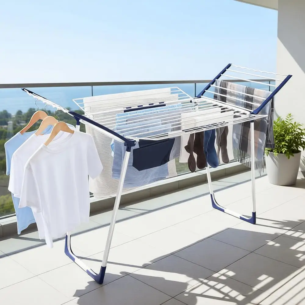 

Сушилка для белья, большая вместимость, раскладная сушилка с зажимами для носков, для подвешивания полотенец, для использования в помещении и на улице, белая