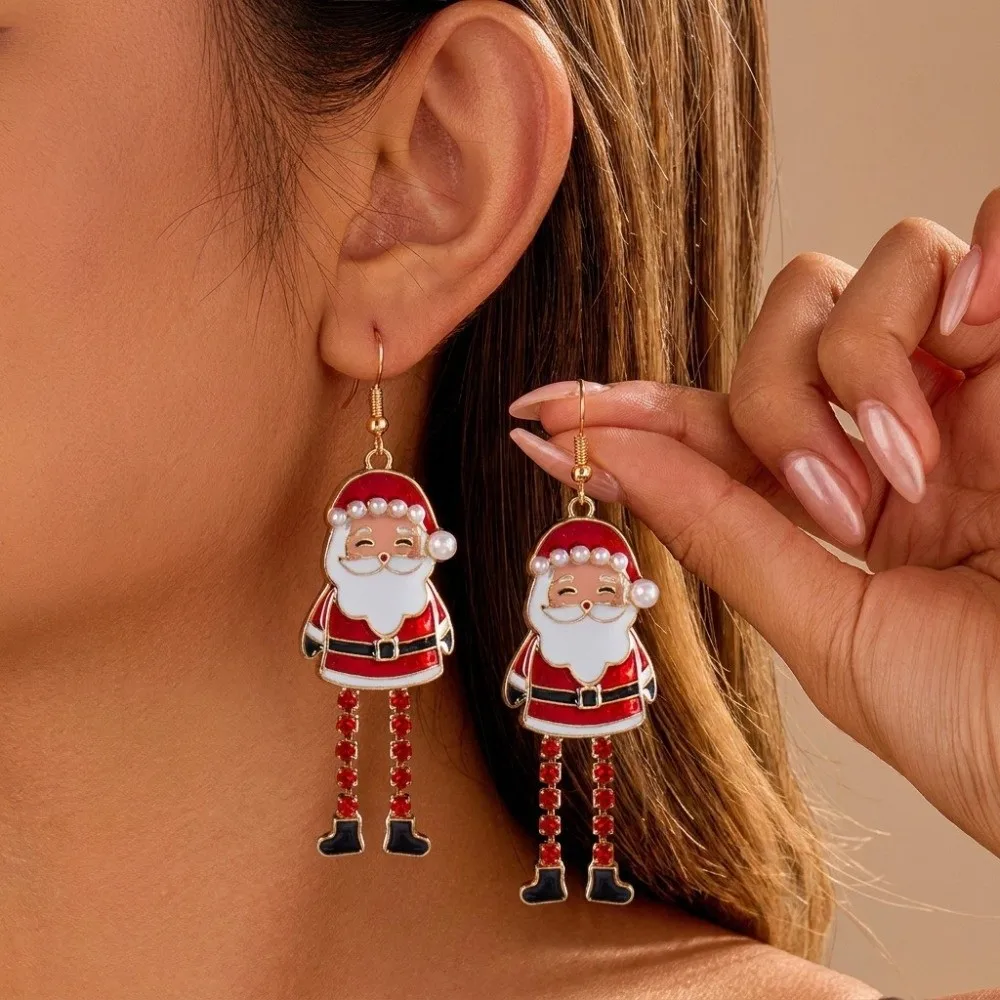 Santa Claus Christmas Earrings Grandpa Elk Christmas Jewelry Grandma Dangle Earrings Santa Claus Dangle Earrings Festive Party