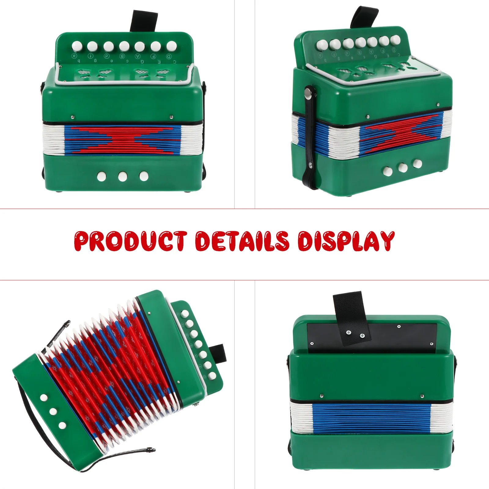 

7-key Plastic Accordion Kids Musical Instruments Green 7 Keys Educational Toy Beginner Children Music Learning