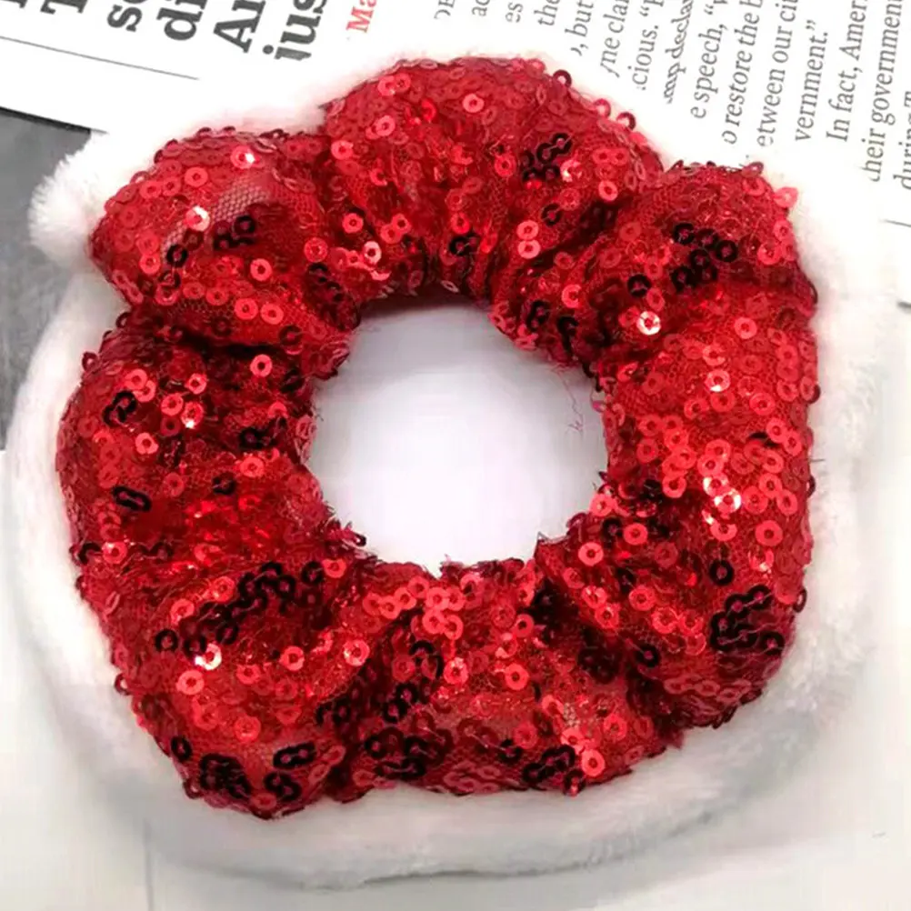 

Набор из 4 рождественских резинок для волос: красные и зеленые эластичные резинки для хвоста для женщин, большие объемные резинки оптом, праздничные аксессуары для волос