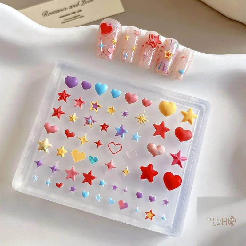 Novel 3D Silicone Mold for Heart Star Pentagram Nail Artistry - Detail 3