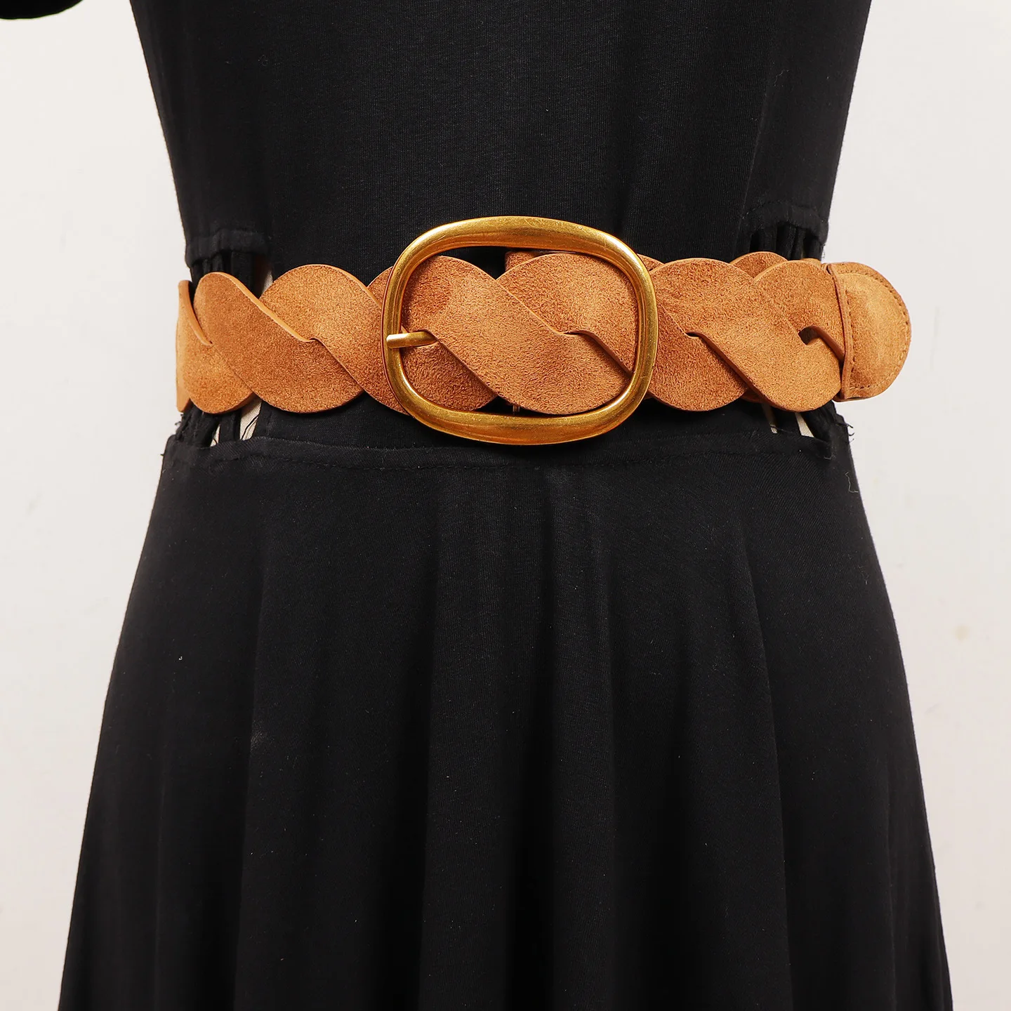 

Новый модный женский вязаный плетеный ремень из искусственной кожи из искусственной замши, не требующий штамповки, ниша, универсальная одинаковая юбка, декоративный пояс