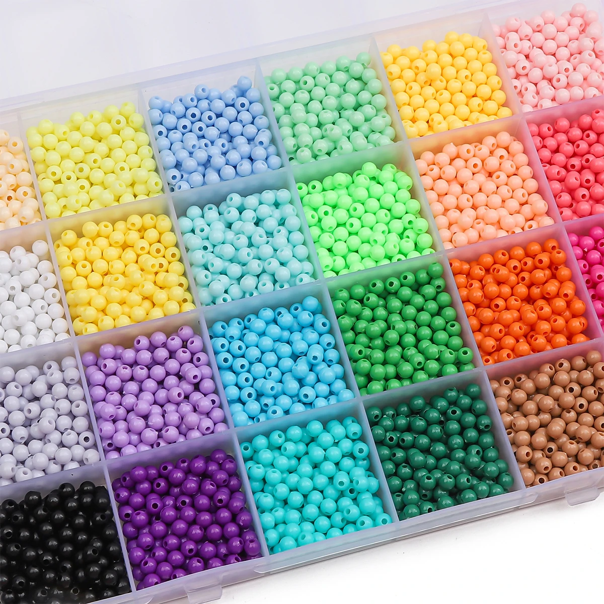 10g/Bag 300Pcs 4mm Solid Color Acrylic Round Beads Loose Spacer Beads For DIY Bracelet Necklace Craft Jewelry Making Accessories