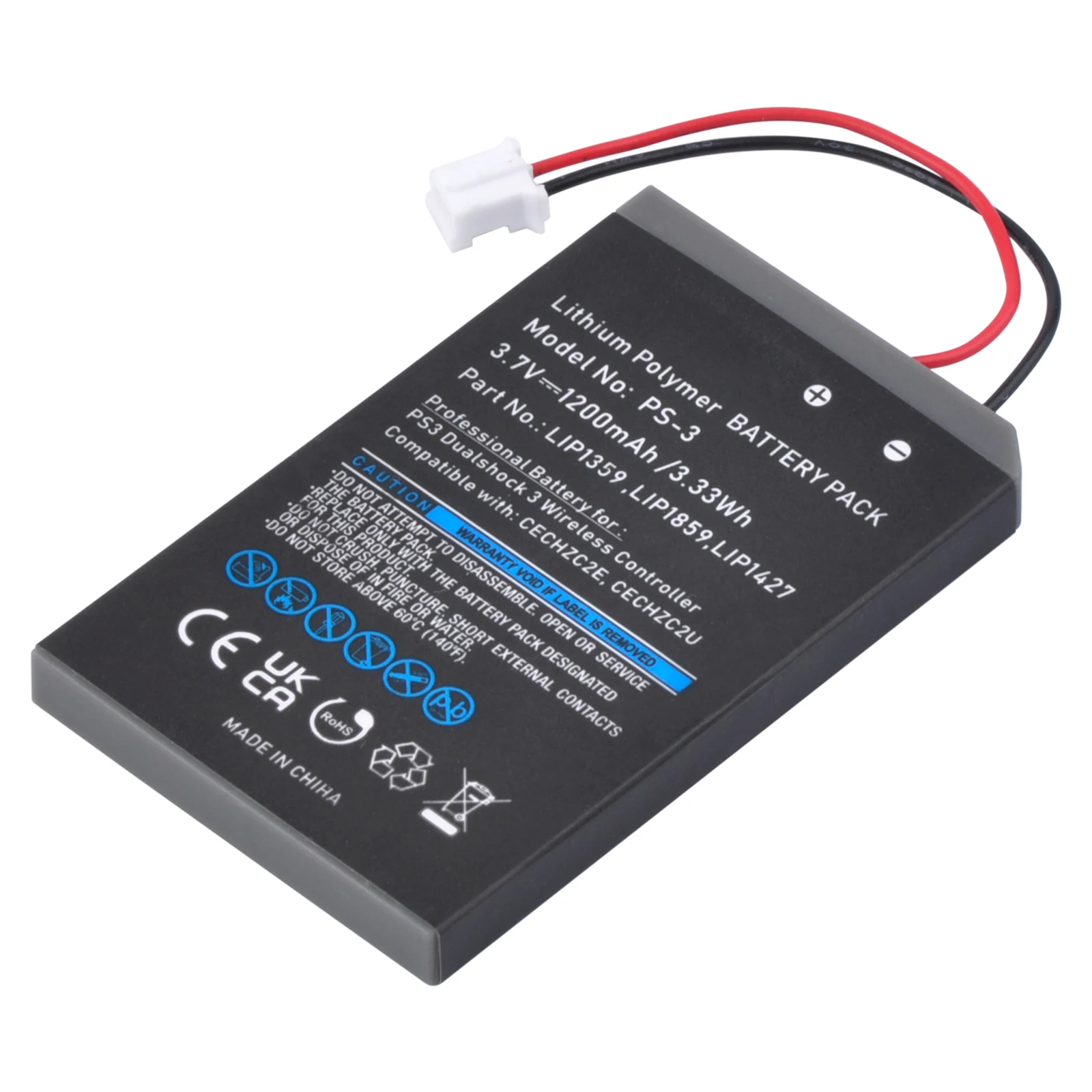 PS3 Controller Battery, 1200mAh LIP1359 Replacement Battery for Sony Playstation 3 Dualshock 3 CECHZC2E CECHZC2U LIP1472 LIP1859