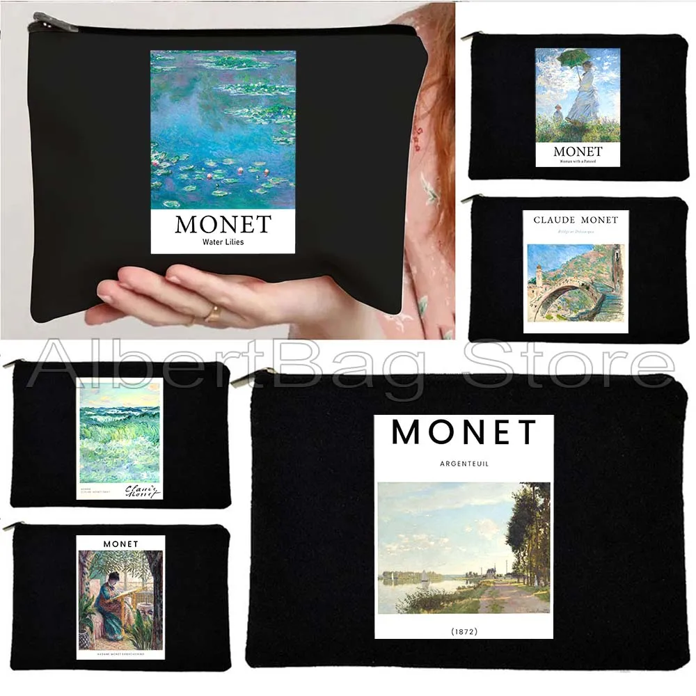

Клод Моне Картина Подарки Лилии Воды Весенние Цветы Вербы Женщина Зонтик Косметический Макияж Туалетная Сумка Пенал Чехол