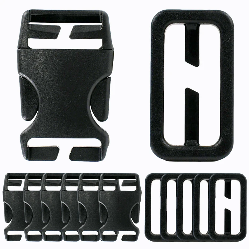 

3/5Sets 20-38mm Dog Collar Webbing Strap Plastic Release Buckle Backpack Tri Glide Slider Adjust Clasp DIY Bag Side Clip Buckles